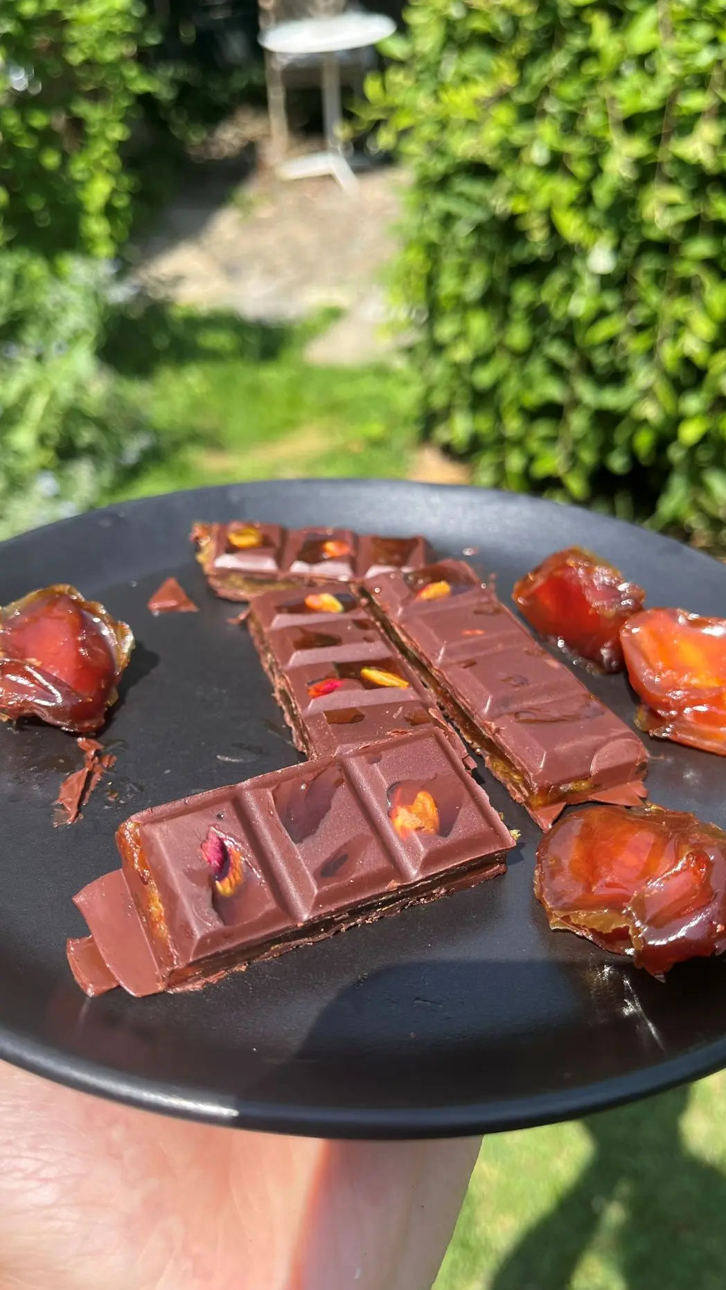 Pistachio Date Chocolate Bar on Plate